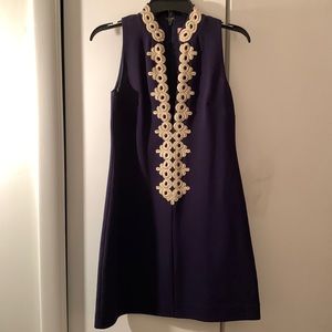 Lilly Pulitzer Navy and Gold Shift Dress